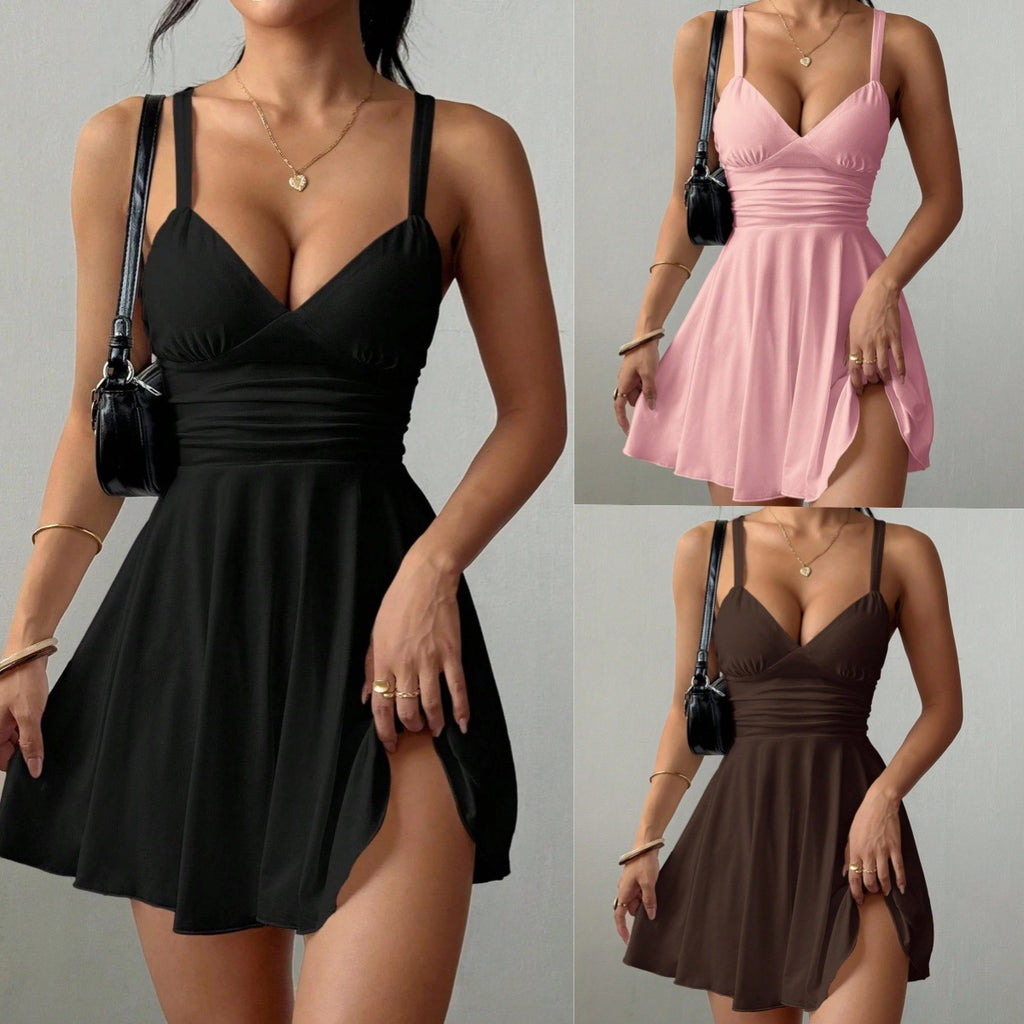 Elegant V-Neck Midi Dress