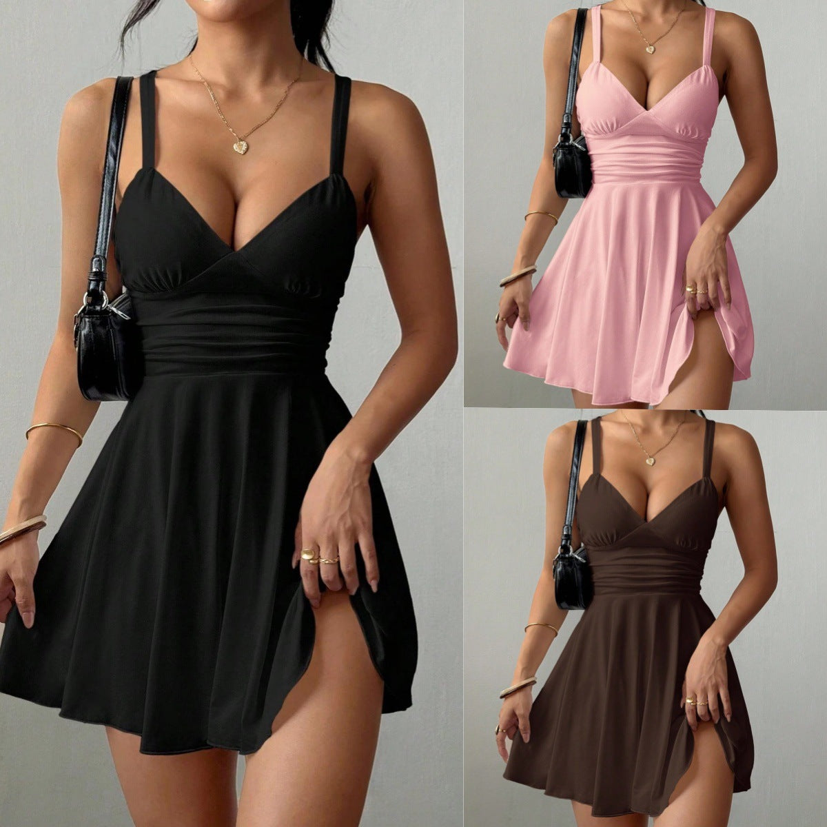 Elegant V-Neck Midi Dress