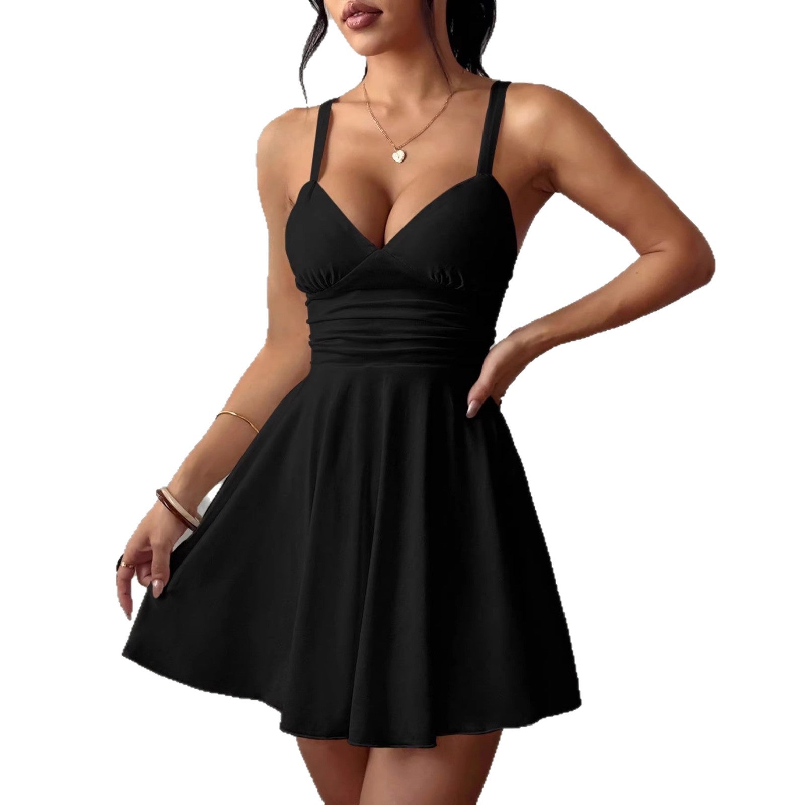 Elegant V-Neck Midi Dress